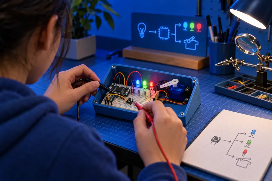 Arduino circuit with code and simulated output