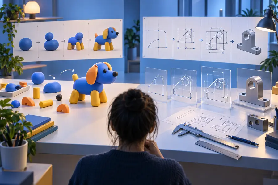Comparison of simple and structured 3D design workflows